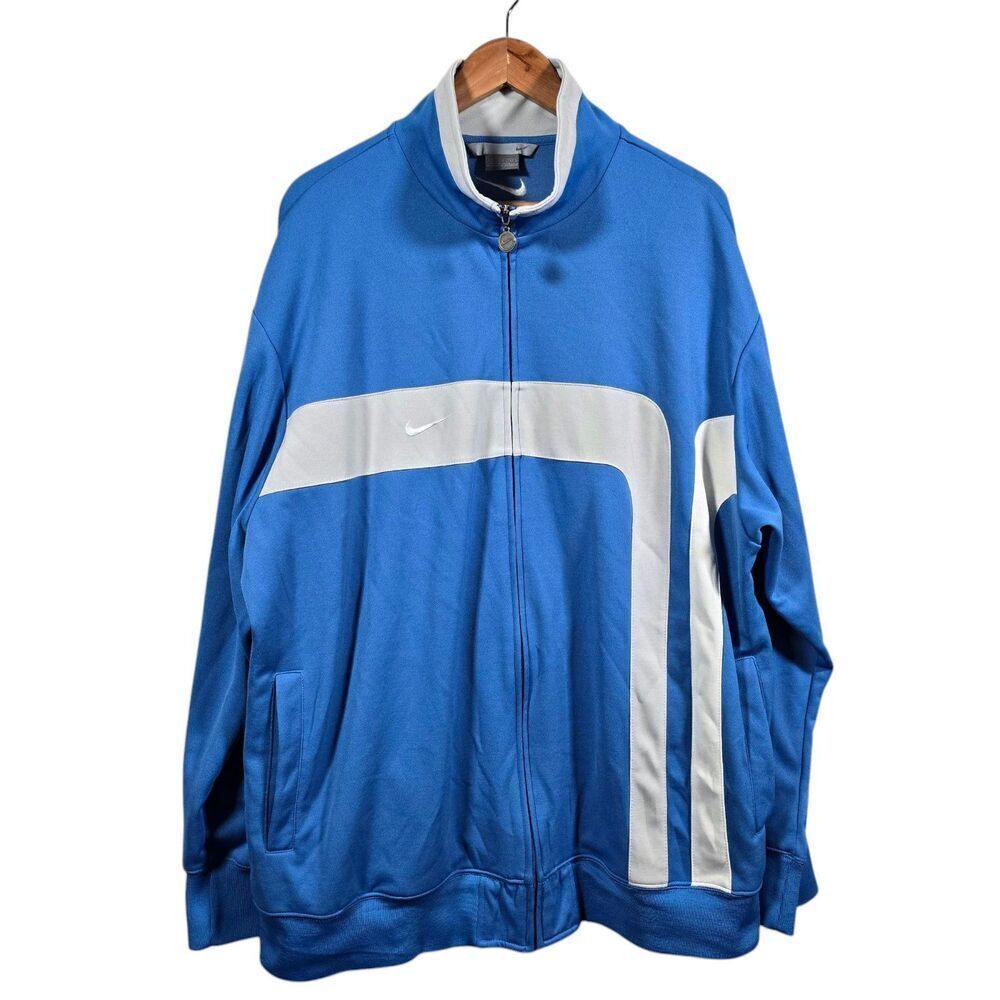 Vintage Nike Track Jacket Mens Size XL Blue White Full Zip‎ Pockets